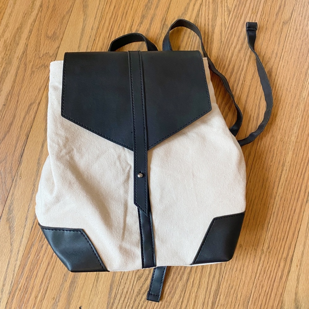 Black and cream canvas backpack